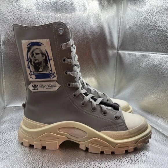 Size 6‎ Adidas Raf Simons Detroit High Top Portrait Womens Gray Lace-Up Boots